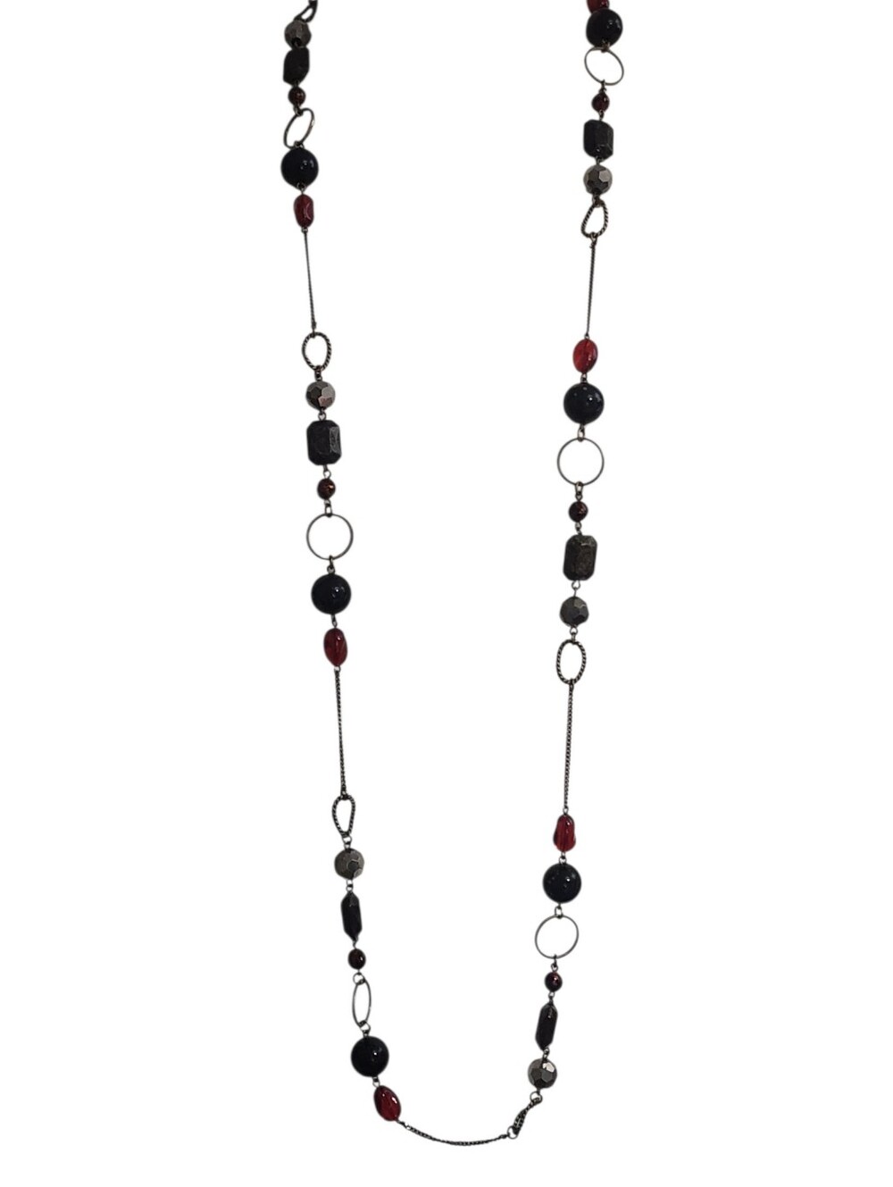 Lia Sophia Bronze Necklace Multi Color Faceted Beaded Red Black